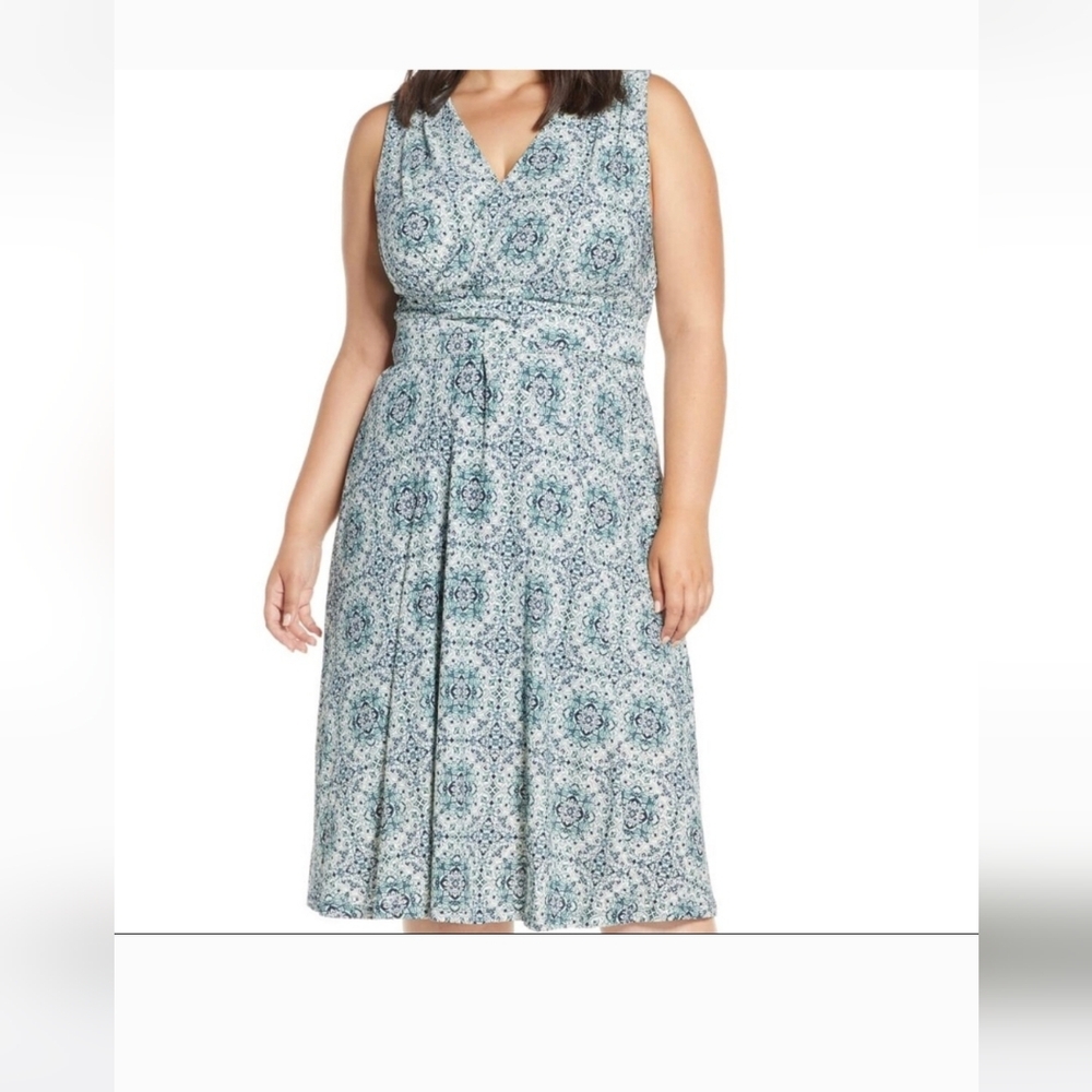 Michael Kors Blue and White Midi Dress